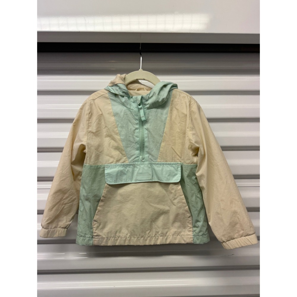 Cat & Jack Toddler Boys 4T Colorblock Windbreaker Half Zip Hooded Jacket Mint